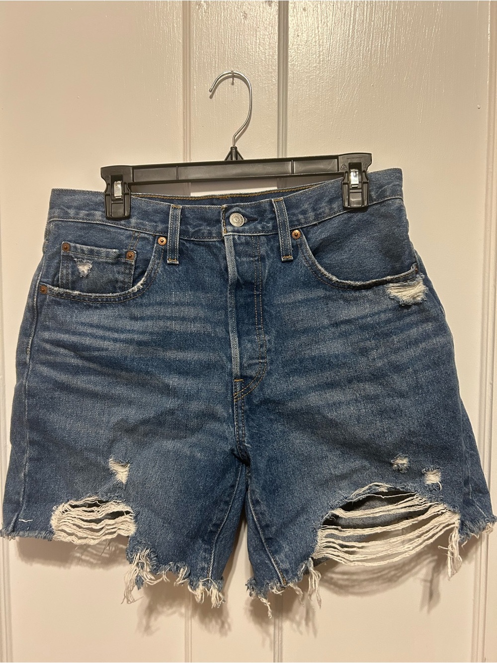 Levi’s 501 Women's Distressed Denim Shorts - Blue